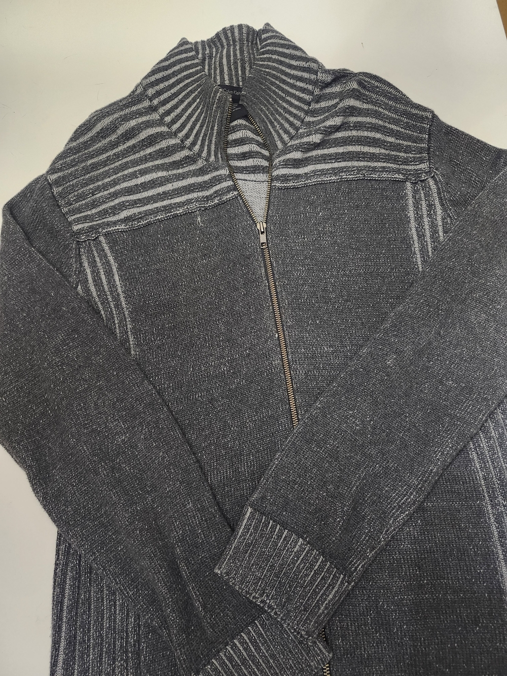Calvin Klein Jeans Mens Full Zip Ribbed Sweater Gray M